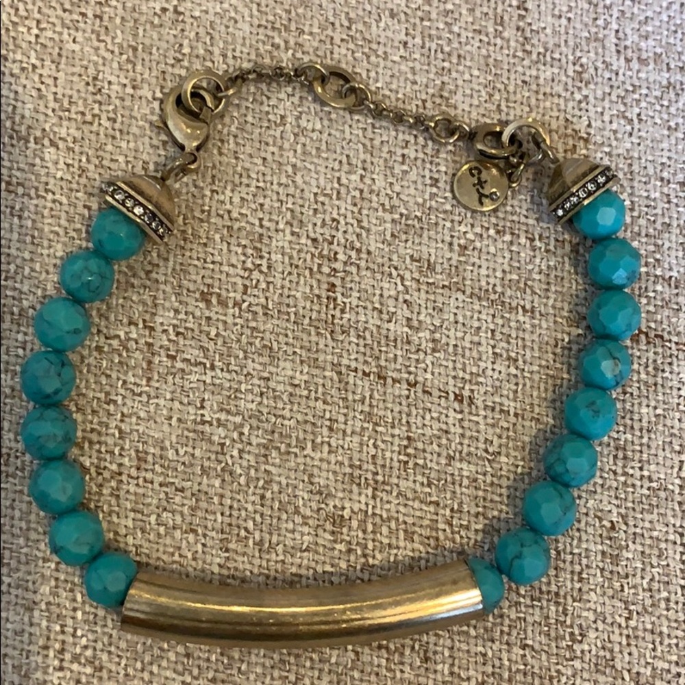 Chloe + Isabel turquoise and gold barre bracelet